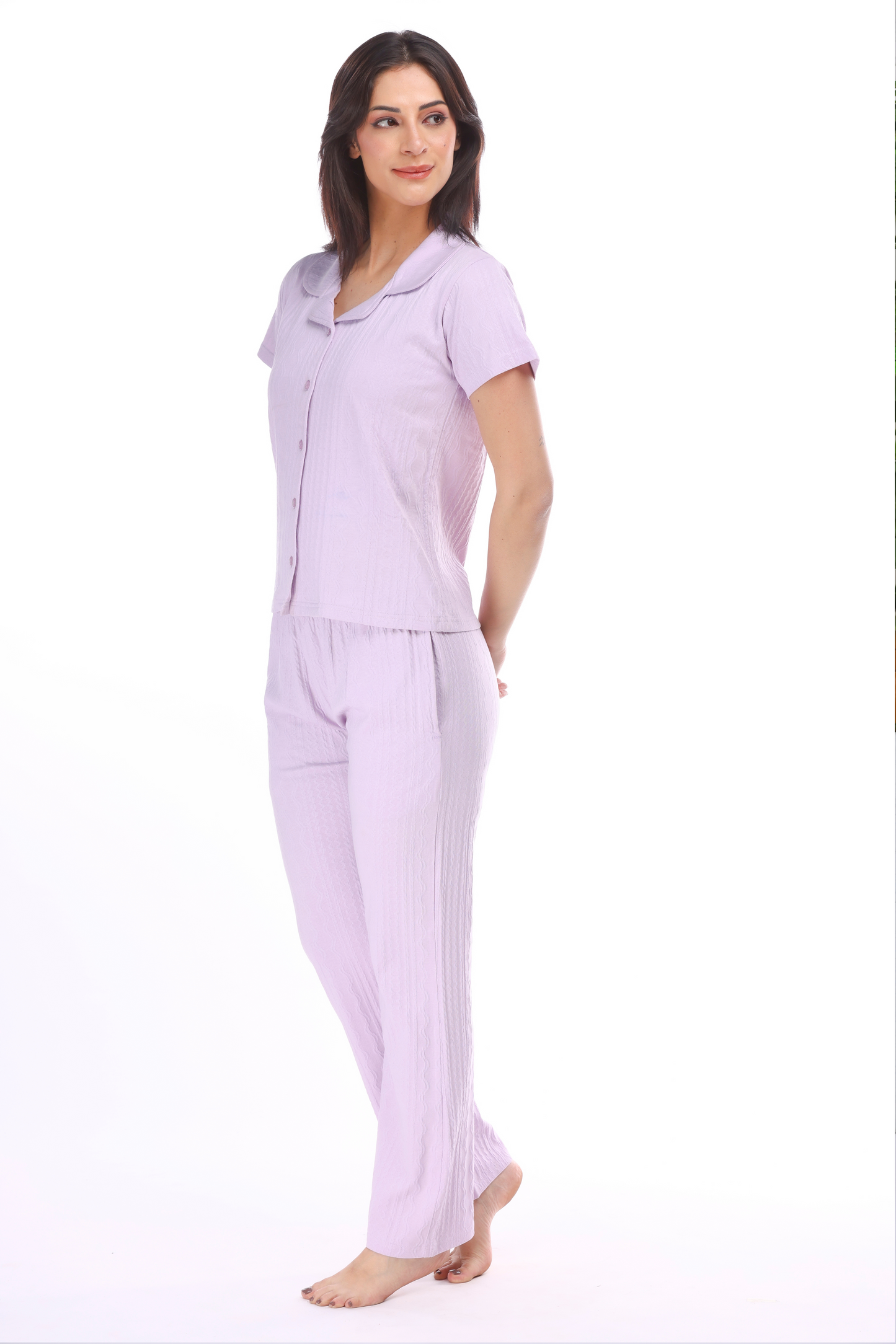 Textured Button-down Pyjama Set