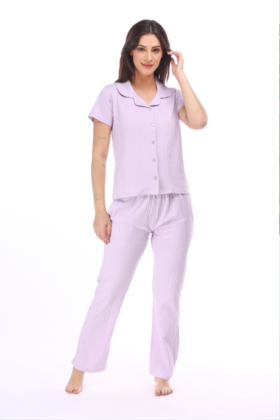 Textured Button-down Pyjama Set