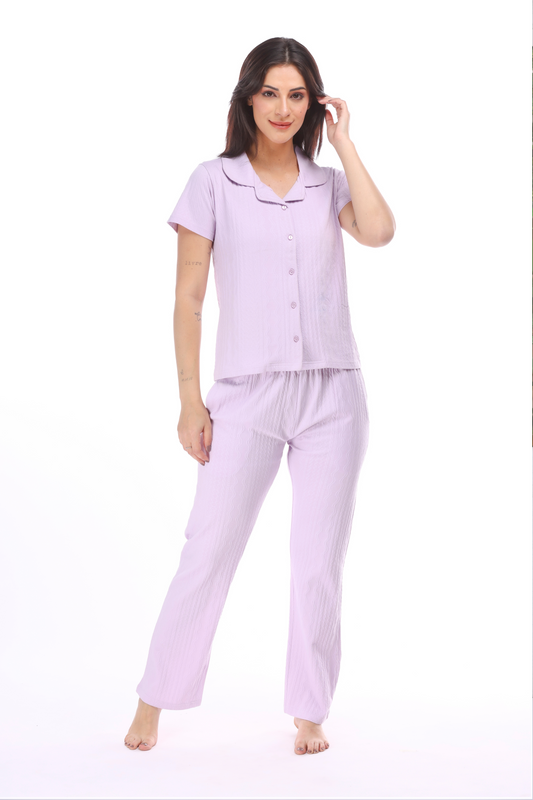 Textured Button-down Pyjama Set
