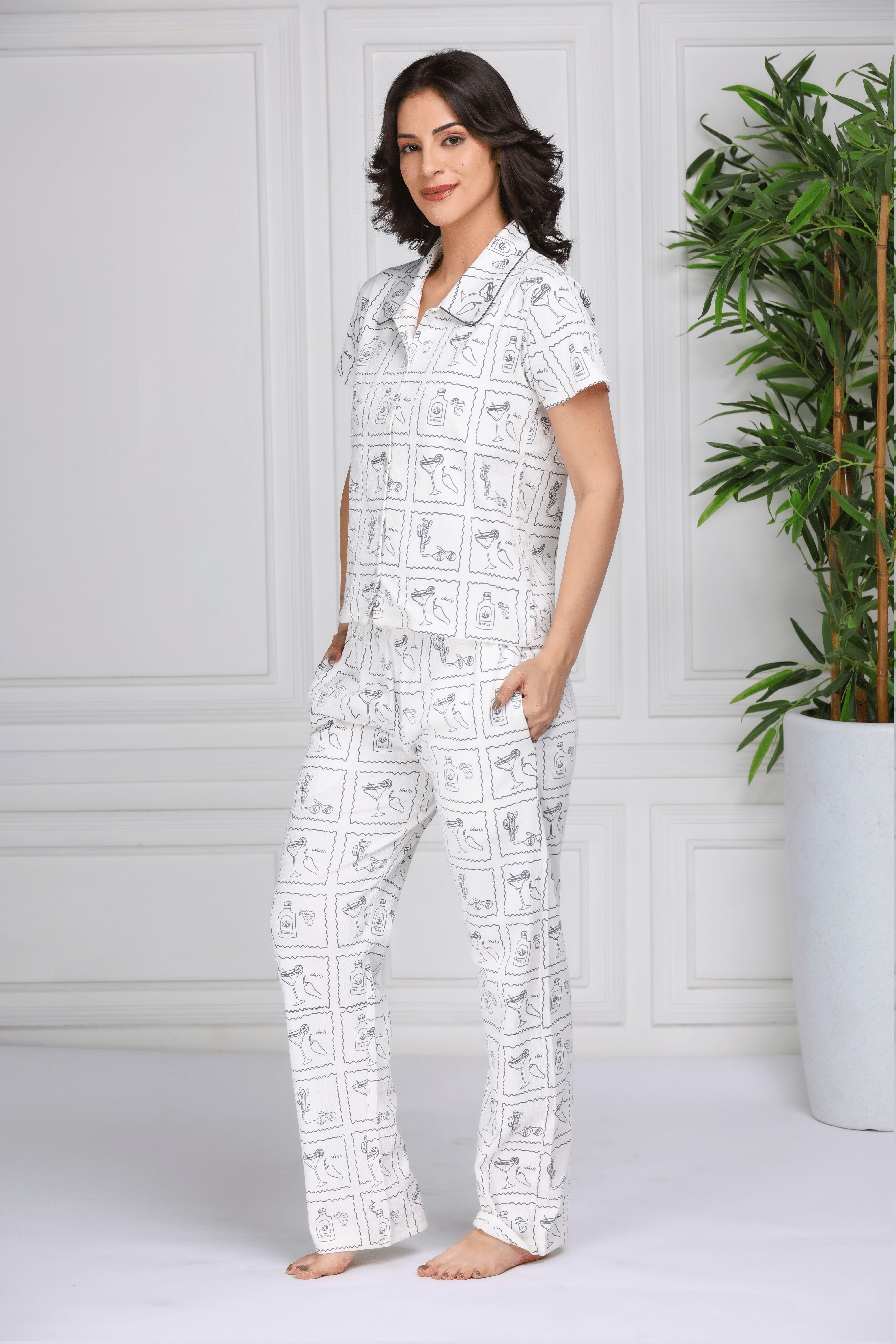 Quirky Button-down Pyjama Set