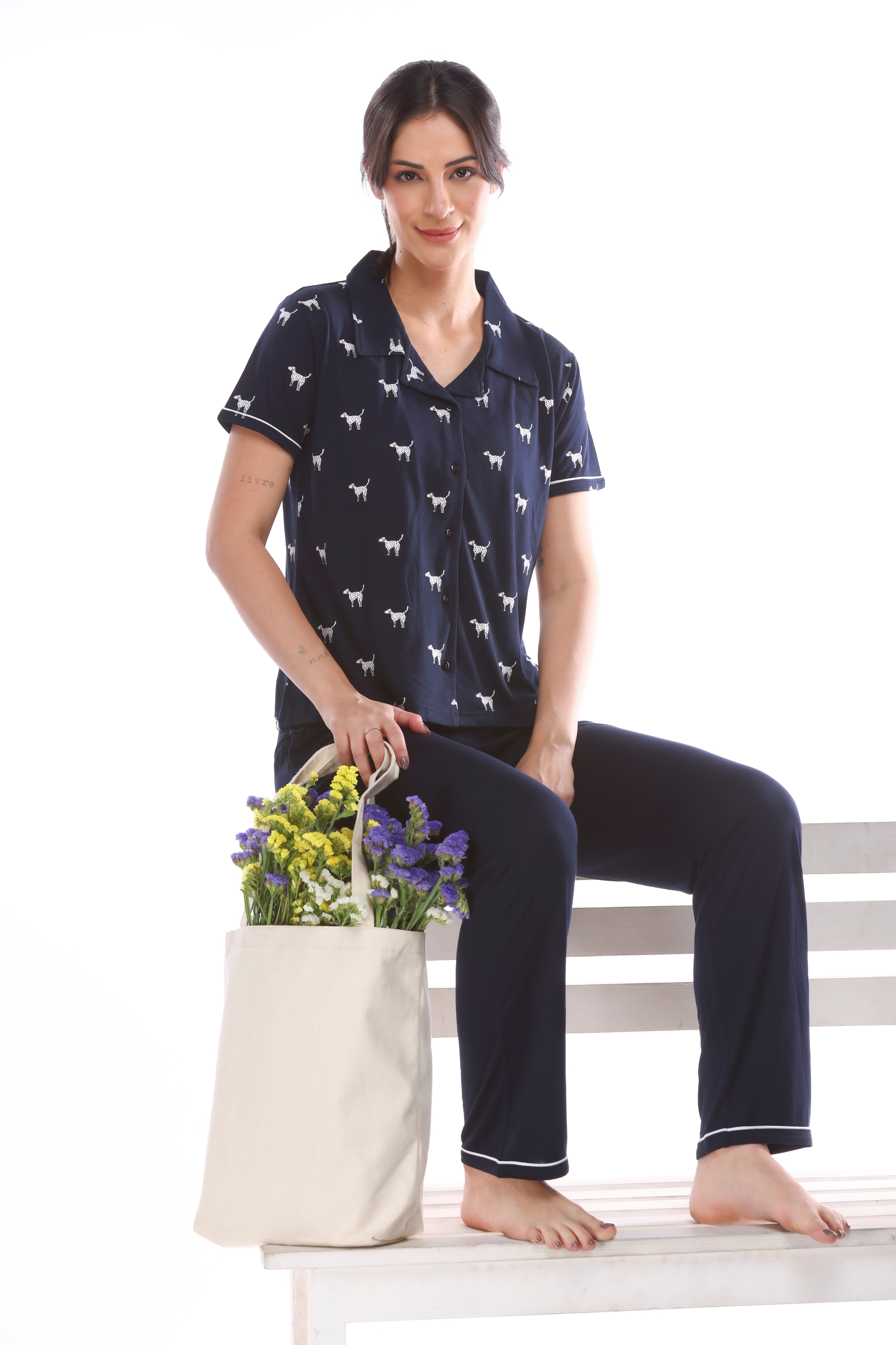 Dog Mom Button down Pyjama Set